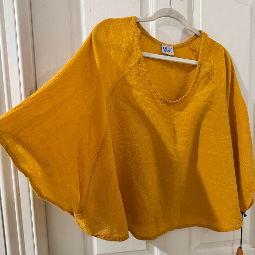 NWT - Oh My Gauze! Golden Yellow Loose Cotton Gauze Tunic Top